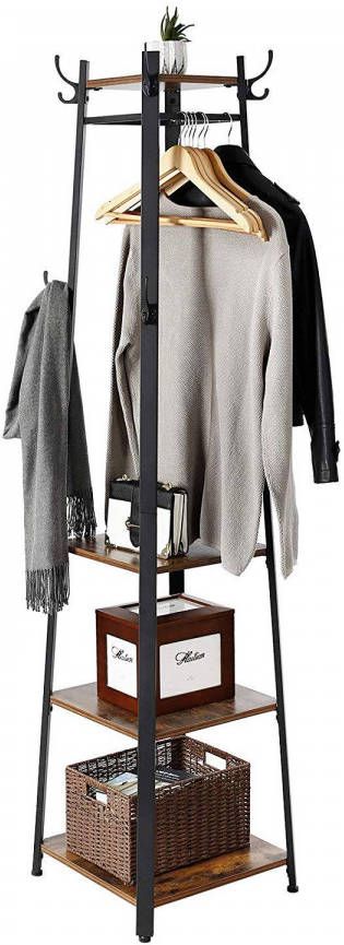 Acaza Staande Kapstok Industriële Look 8 Haken 45x181x45 Cm Vintage Bruin