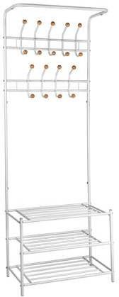 Tectake Garderoberek Met Schoenenrek Metaal Wit 402489